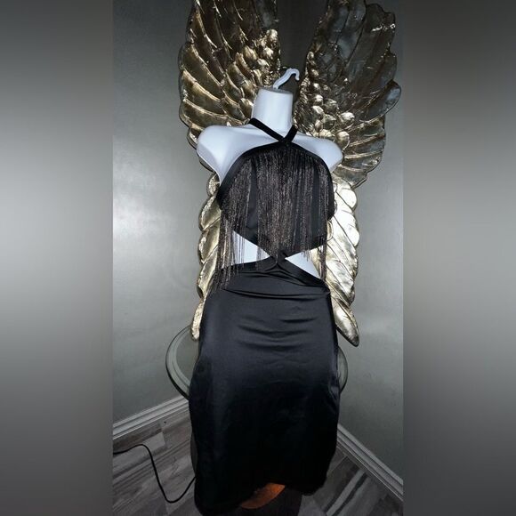 Dreamgirl Black fringe Dress, Medium - Picture 4 of 16